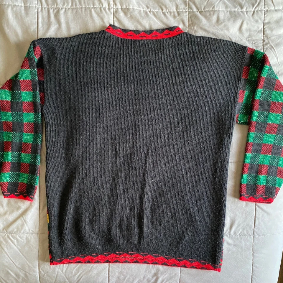 VTG Teddy Bear Poinsettia Christmas Ugly Sweater Holiday Unisex Medium? Made USA - Image 3 of 4