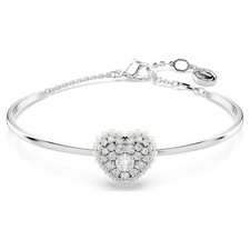 Image of Swarovski Hyperbola bangle Heart, White, Rhodium plated, Size M