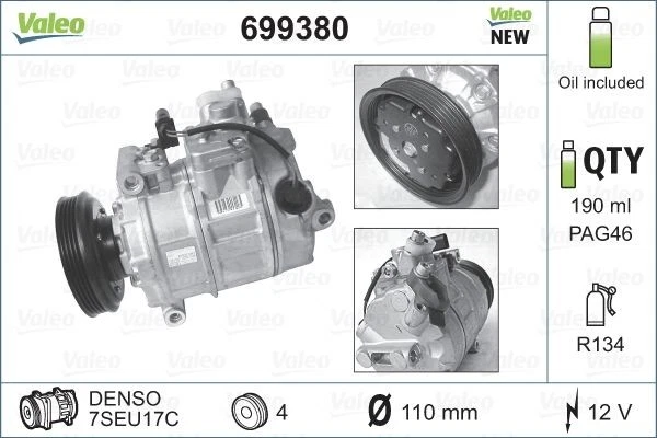 Kompressor, Klimaanlage VALEO CORE-FLEX VALEO 699380 - Imagem 2 de 2