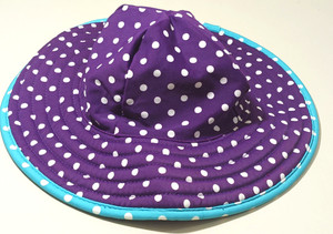 Ruffle Butts 0-12m Baby Girls Reversible Sun Hat Purple Pink White Dot Teal Trim