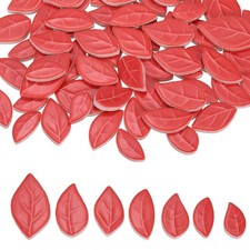 0.66LB Leaves Ceramic Mosaic Tiles for Crafts Bulk, for Home Decor, Red
