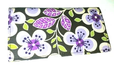Vera Bradley Retired Checkbook Cover  Plum Petal EUC 7 X 3.75
