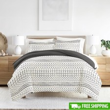 Reversible Microfiber Duvet Cover Set 3-Piece W/ Pillow Shams Soft Durable New