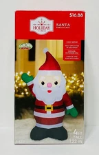 New Holiday Time 4 ft. Santa Claus Christmas Airblown Inflatable Free Shipping