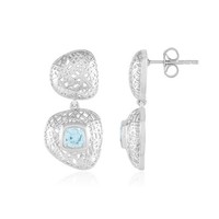 Cavill Ohrringe Sterlingsilber 925 Platin Zirkon 1,41Ct Blau Elegant