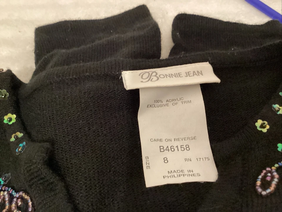 Suéter Bonnie Jean Niñas Talla 8 Negro Con Adornos. Foto 4 de 4