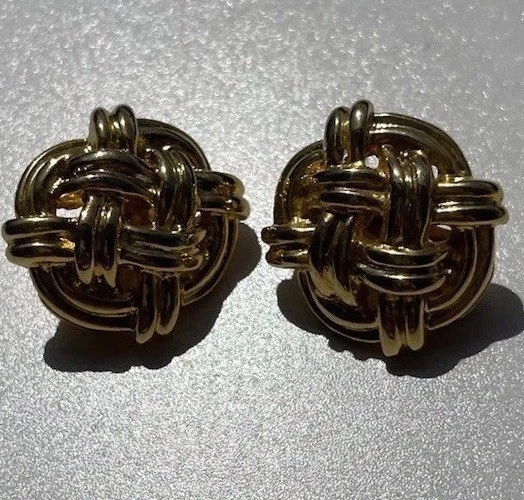 Vintage Cookie Lee Earrings Women’s Modern Quality Gold Gunmetal Chain Clip On - Image 2 of 4