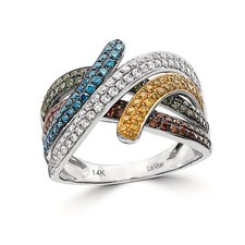 Le Vian 14K White Gold Statement Ring White Red Blue Yellow Green Diamonds
