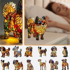 Gift for Home Decor   Vintage French Dog Art Resin Lamp LED Dog Night Light