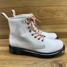 Dr Martens Youth Girls White Boot Size 4 EU 36 Rose Gold Laces Boho Modern 1460J