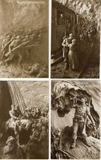 4 CPA ART Scultura Mastroianni Italiano Italia Guerra treno soldato cavaliere...