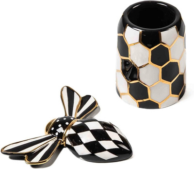 Elegant Queen Bee Hostess Set in Classic Black and White