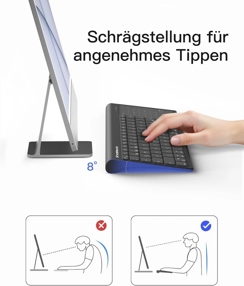 Inateck Tablet Tastatur 2-IN-1 Ziffernblock TouchpadVersteckter Ständer - Bild 4 von 4