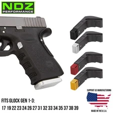 NDZ Hybrid Glock Gen 1-3 17 19 26 Extended Mag Release Polymer Aluminum Modular