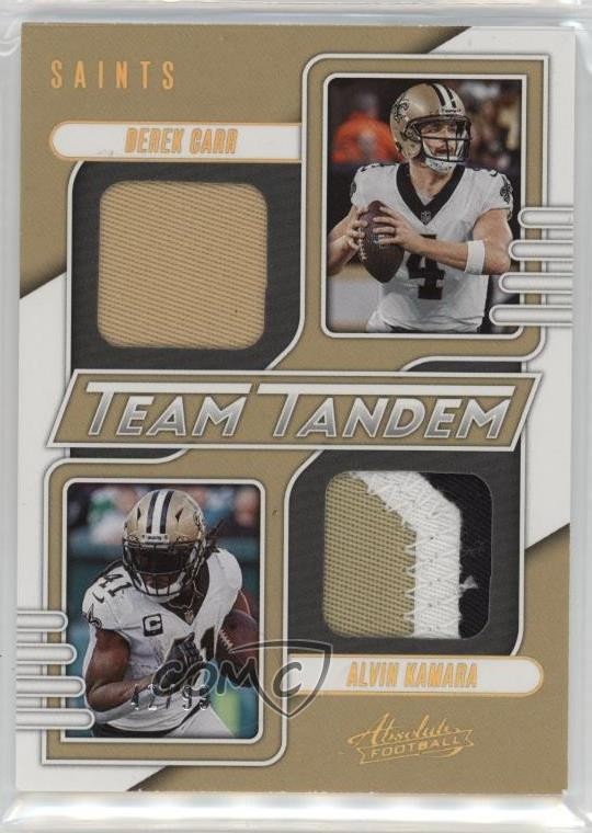 2023 Panini Absolute Team Tandem Materials Gold /99 Derek Carr Alvin Kamara 1g5d