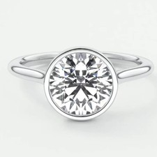 3.5 CT Round Cut Moissanite Bezel Engagement Ring For Women 925 Sterling Silver