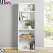 5-Shelf Bookcase W/ Adjustable Shelves Home Office Living Room Storage Unit New