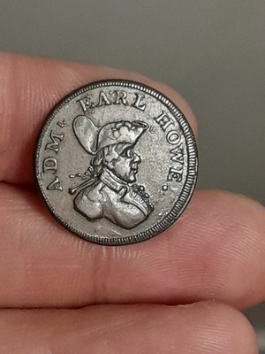 1794 Admiral Earl Howe Conder Token Farthing  Glorious First of June  Naval