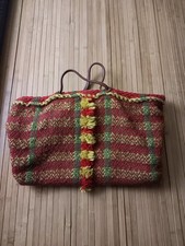 Vintage Maria LaRosa Wool Tweed Knit Handbag With Leather Handles Purse