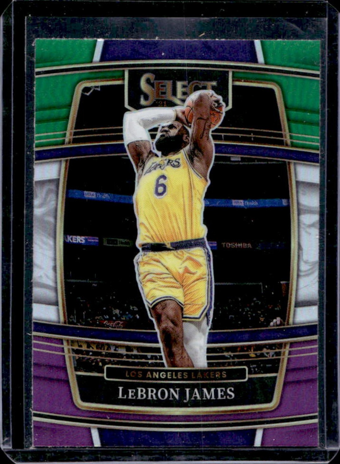 2021-22 Select LeBron James Green White Purple Prizm Concourse #100 Lakers