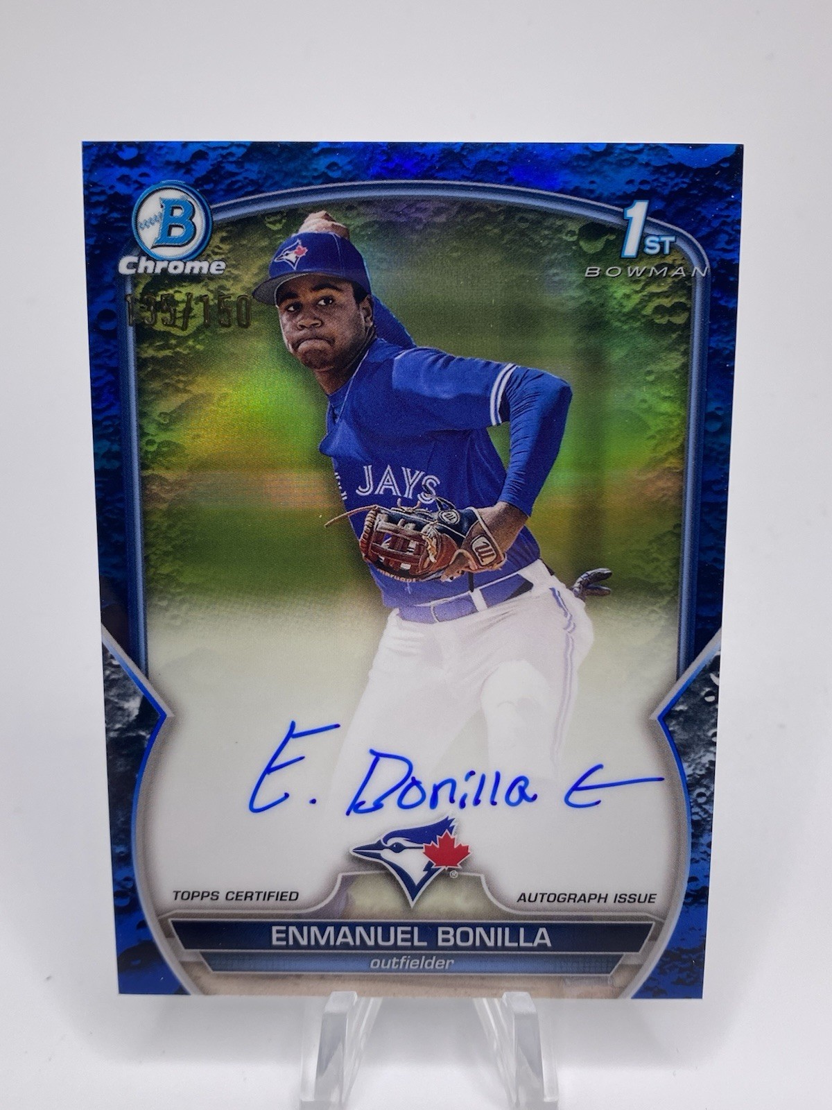 2023 Bowman Chrome ENMANUEL BONILLA AUTO 1st Bowman BLUE LUNAR #’d /150 Toronto