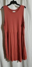 24/7 Maurices 1X Rust Sleeveless Swing Dress Pockets Rayon Stretch Casual Plus