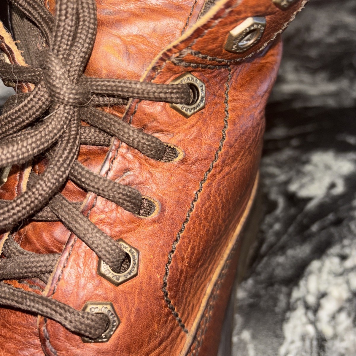 VTG Dr. Martens 8A24 Brown Leather Work Boots Made In 