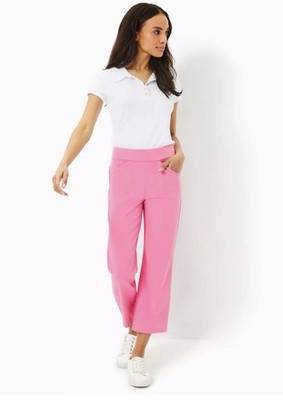 NWT Lilly Pulitzer Sz 12 Alston Crop Wide Leg UPF 50 Pant Confetti Pink