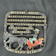 Vtg. Weekend Guests Trivet Wall Hanging Metal #TB46