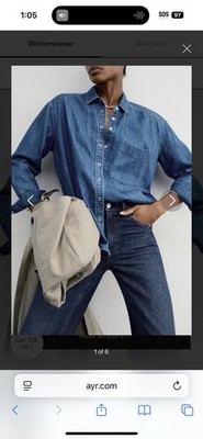 AYR The Deep End Oxford Button Down Shirt Women s Size Small Deep Denim Blue