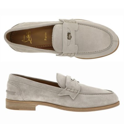 Christian Louboutin Penny Loafer Grey Suede Leather Size 10 US New