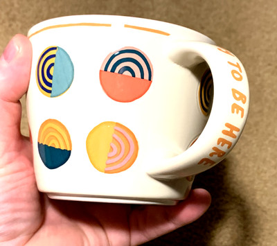 Opalhouse (Happy to Be Here) Stoneware Mug Circles Pink Inside 16 oz  NEW 