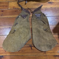 Handmade Brown Leather Batwing Chaps Western w Silver Conchos Distressed