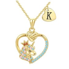 Unicorn Initial Necklaces for Girlsids Women - 18Really Gold Filled Unicorn K