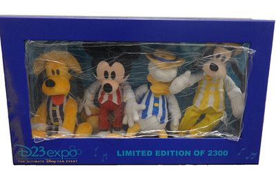 2019 Disney D23 Expo Limited Ed. Dapper Dans Mickey Donald Goofy Pluto Plush Set