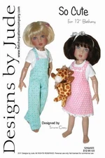 So Cute Overall & Skirtall Doll Clothes Sewing Pattern 12" Bethany Kish