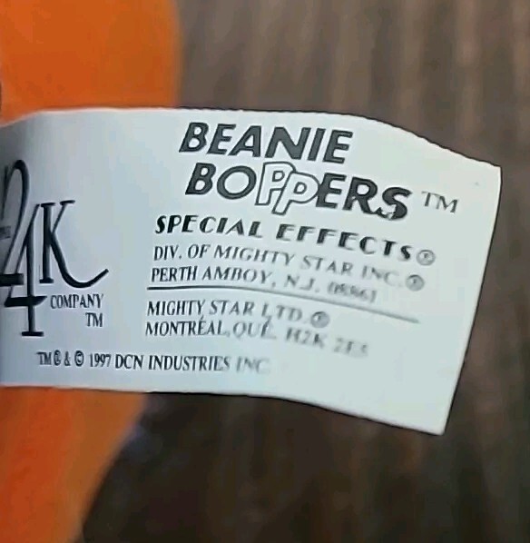 Mighty Star Witch Bean Plush 9 Inch Boppers 24K 1997 Stuffed Animal Toy