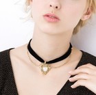 Goth Gold Chain Heart Charm Black Tattoo Choker Necklace Cosplay Jewellery