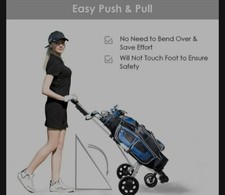 Folding 3 Wheel Push Pull Golf Club Cart Trolley Swivel w/Scoreboard Lightweight