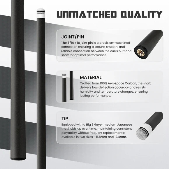 Big Cat Pool Cue Carbon Shafts 30.5