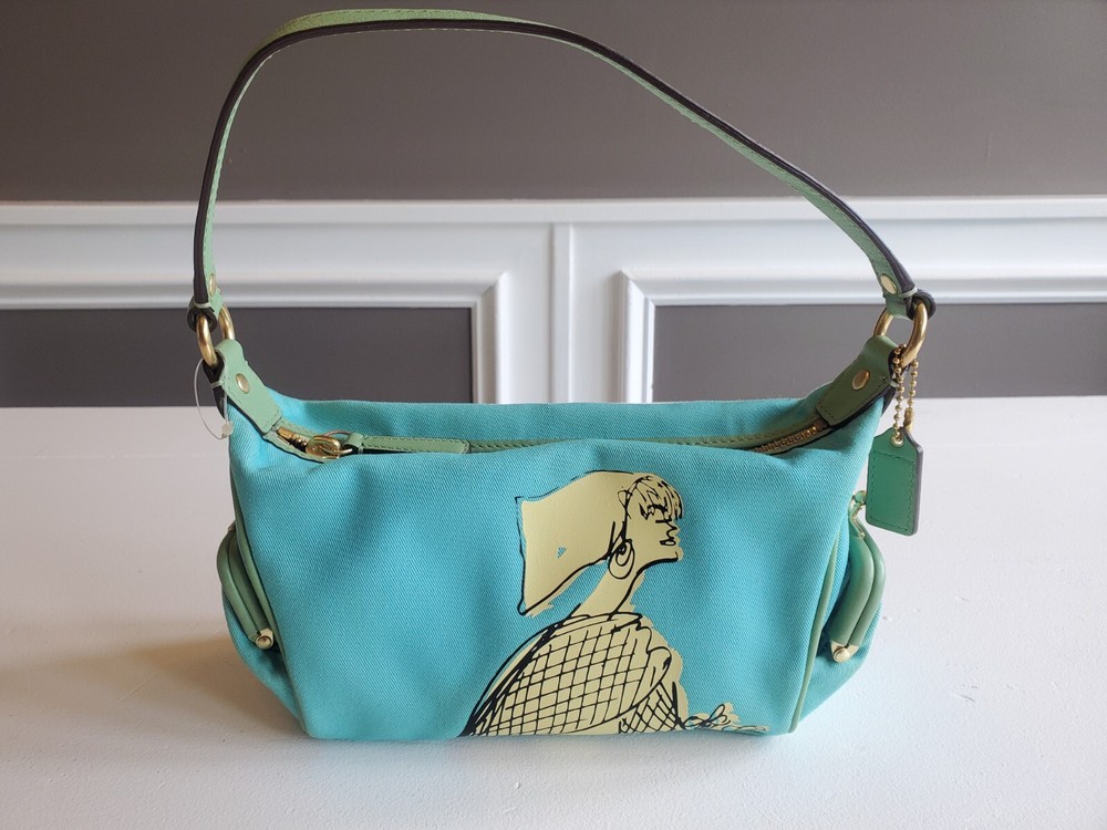 Coach Blue Canvas Printed Shoulder Bag  M0873-42583