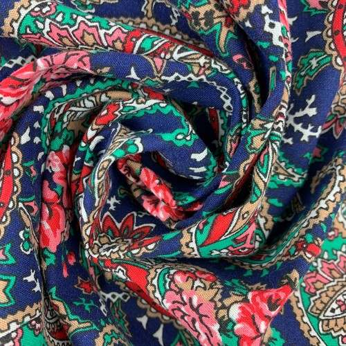 Bufanda Paisley Western Paisley Azul Vintage Rosas Bandana 21" x 21" Hecha en EE. UU. - Imagen 6 de 7