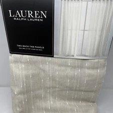Ralph Lauren Marley Linen Back Tab Window Panel Drapes Curtains 54 x 96" Natural