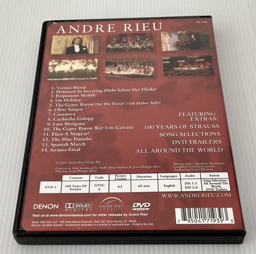 André Rieu 100 Years Of Strauss DVD NTSC Region Free Special Music Edition - Picture 2 of 4