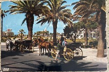 LISBON PORTUGAL MEXICHROME 1971 HORSE CARRIAGE PEOPLE  VINTAGE RPPC POSTCARD