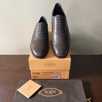 TOD'S Men's Wingtip Brogue Oxford Lace-up in Leather Size 9 (10 US) MSRP $675.00