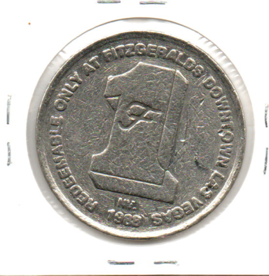 Fitzgeralds Casino Las Vegas 1988 One Dollar Gaming Token as