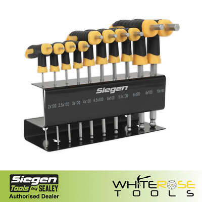 Siegen 10tlg T-Griff Kugelkopf Sechskantschlüssel Set 2-10mm Innensechskant Allan Schlüssel Metallständer