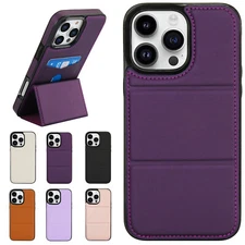 For iPhone 17 Pro Max 16e 15 14 13 12 11 XR Back Flip Stand Leather Wallet Case