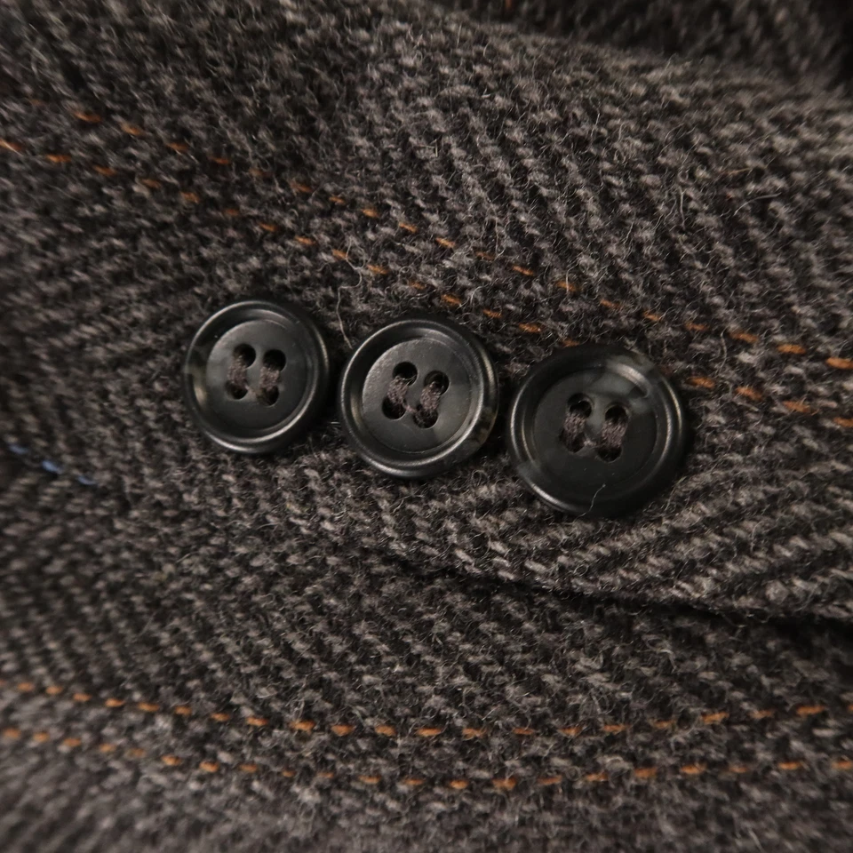 VTG Tweed Jacket XL Gray Herringbone 100% Wool Blazer Sport Coat USA 46R - Image 4 of 4